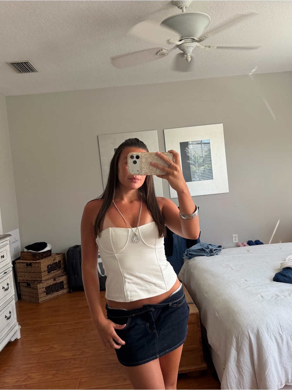 La Hearts White Strapless Corset Camisole
